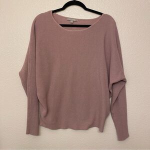Cyrus dolman sleeve sweater crewneck waffle knit blush pink rayon nylon L